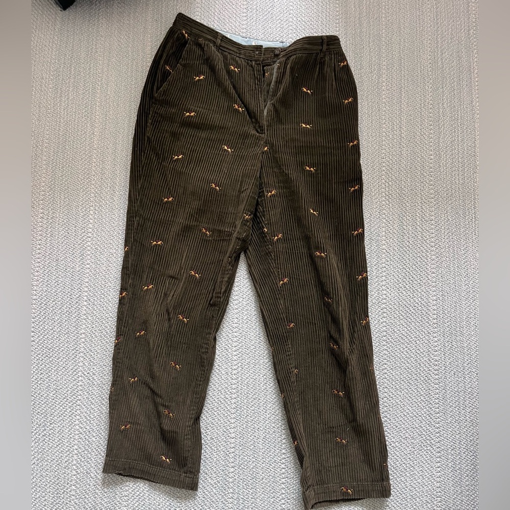 Vintage women’s corduroy pants with horse detail
